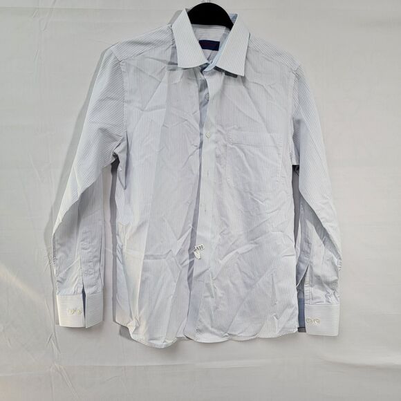 Gabbana Blue Stripes Dress Shirt Button-Up Long Sleeve Button Cuff Men's Size S - Picture 2 of 8
